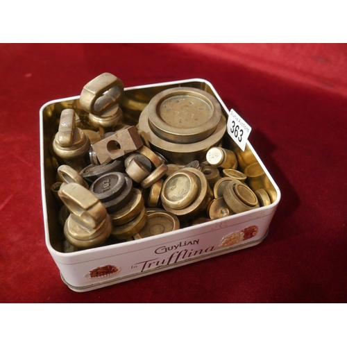 363 - BOX OF BRASS WEIGHTS