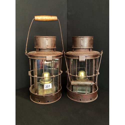 201 - PAIR OF OIL LAMPS