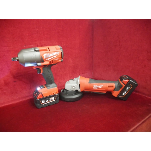 287 - MILWAUKEE IMPACT GUN & CORDLESS GRINDER - BOTH WORKING BUT NO CHARGER