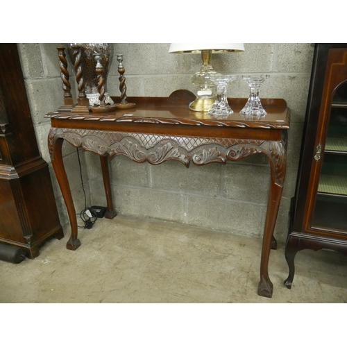 506 - CARVED MAHOGANY CONSOLE TABLE