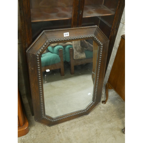 518 - ANTIQUE OAK MIRROR