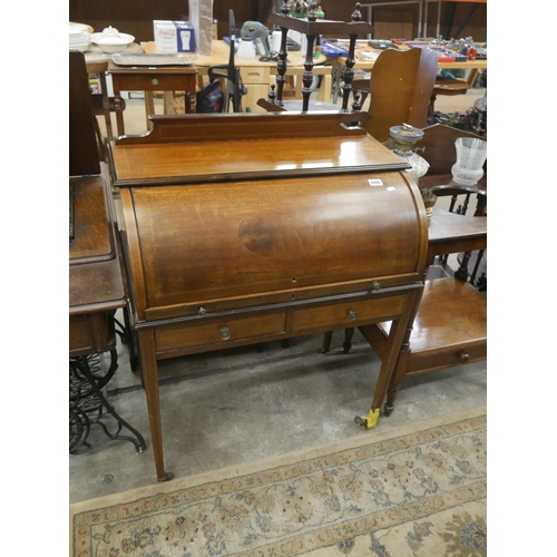 600 - INLAID CYLINDER DESK - ONE FOOT NEEDS REPAIRED