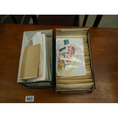 604 - 2 BOXES OF STAMPS