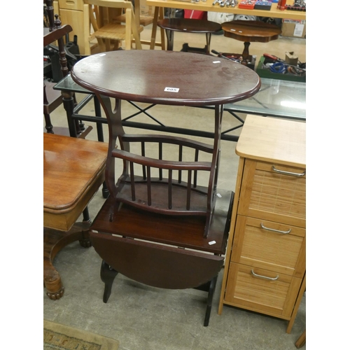 605 - DROP LEAF TABLE & MAGAZINE TABLE