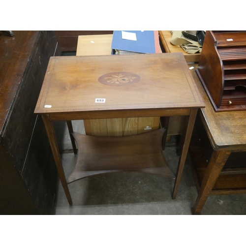 653 - INLAID EDWARDIAN 2 TIER TABLE