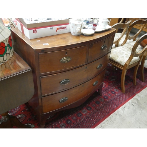 688 - GEORGIAN MAHOGANY BOW FRONTED CHEST OF DRAWERS