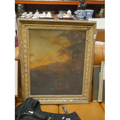 704 - ANTIQUE OIL PAINTING - HAS SOME FIRE DAMAGE