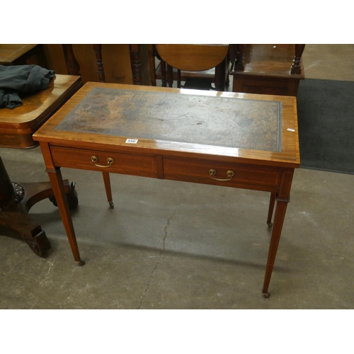 556 - 2 DRAWER LEATHER TOP DESK