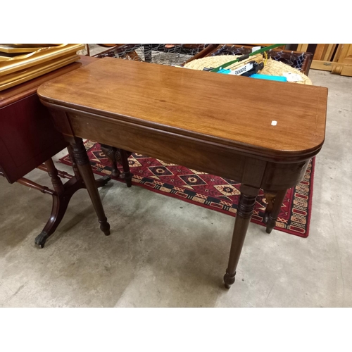 446 - VICTORIAN INLAID TURNOVER LEAF TEA TABLE