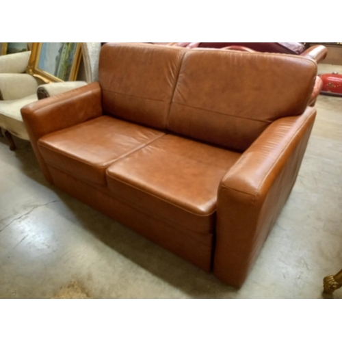 486 - LEATHER 2 SEATER SETTEE