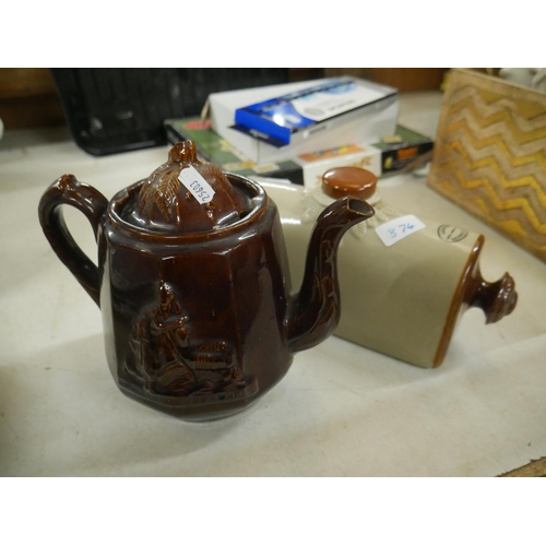 STONE HOT WATER BOTTLE & OLD TEA POT