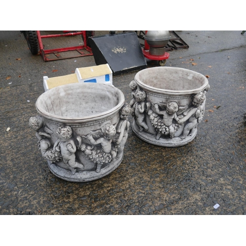 115 - PAIR OF CONCRETE PLANTERS