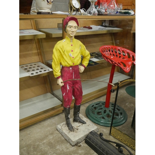 377 - OLD PLASTER JOCKEY FIGURE