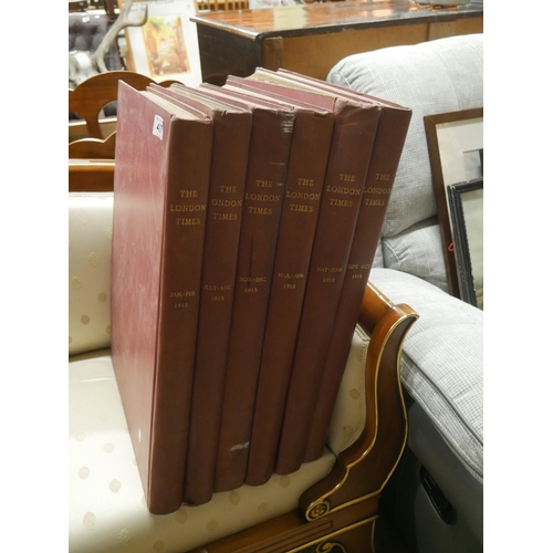 487 - BOUND COMPLETE SERIES OF 1915 LONDON TIMES IN 6 VOLUMES