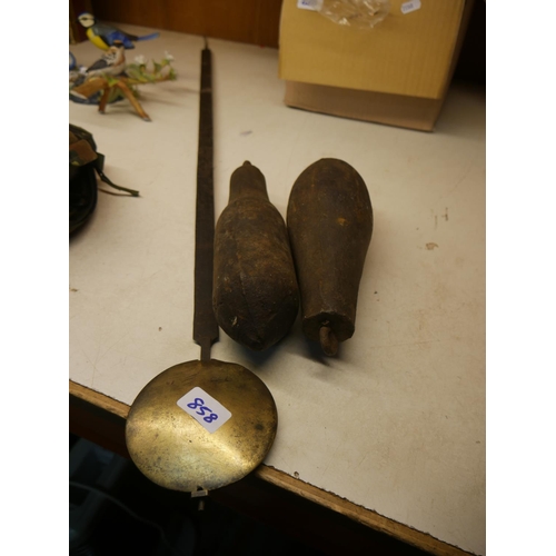 858 - PENDULUM & CLOCK WEIGHTS