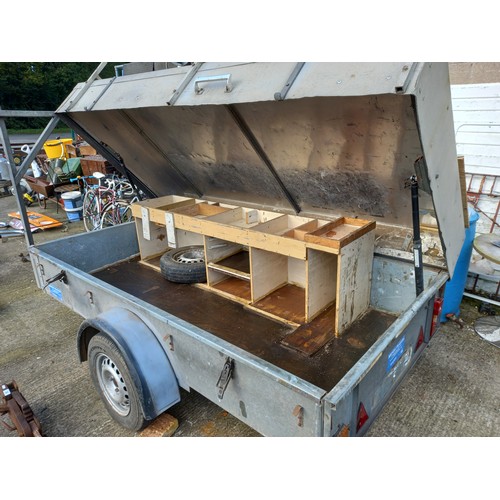 26 - BRONISS JOINERS TRAILER - WATER TIGHT LID AND FITTED AS JOINERY TRAILER.