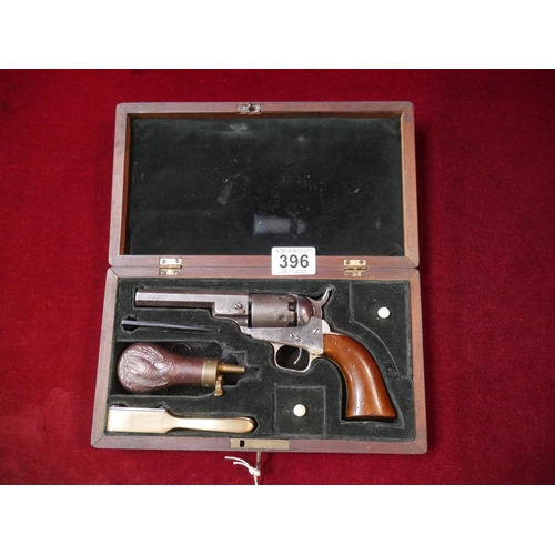 CASED COLT 1848 BABY DRAGOON IN ORIGINAL CASE WITH LATER POWDER HORN ...