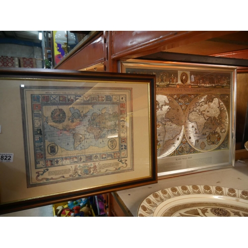 822 - FRAMED MAPS X 2