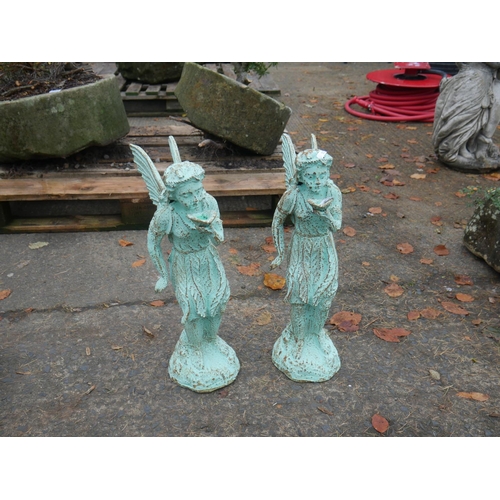 124 - PAIR OF CAST IRON ANGELS