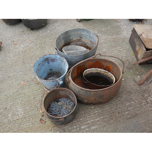 20 - OLD BLACK POTS ETC