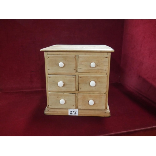 272 - ANTIQUE PINE MINIATURE CHEST