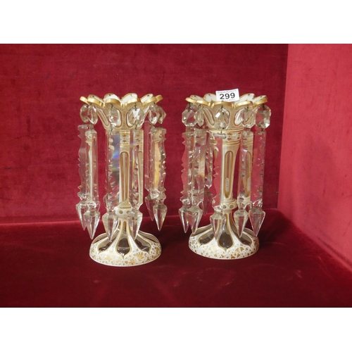 299 - PAIR OF VICTORIAN LUSTRE VASES