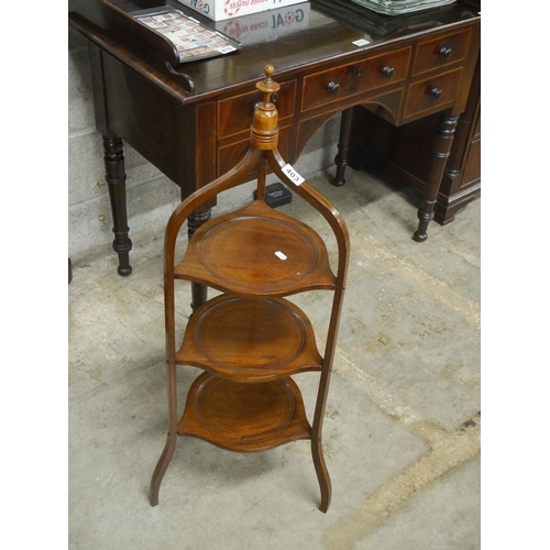 403 - 3 TIER ANTIQUE MAHOGANY CAKE STAND