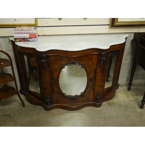 408 - BURR WALNUT MARBLE TOP CREDENSA