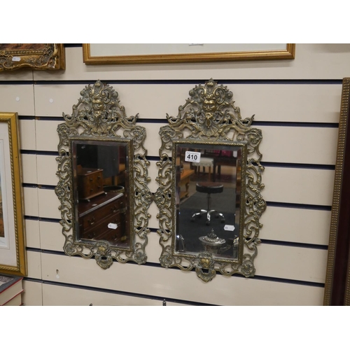 410 - PAIR OF 19TH C. BRASS ORNATE MIRRORS