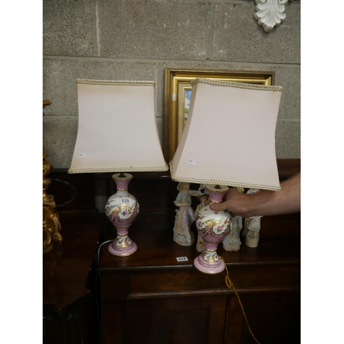 520 - PAIR OF FRENCH HAND PAINTED TABLE LAMPS