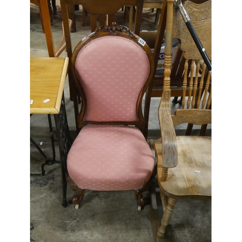 676 - VICTORIAN WALNUT NURSING CHAIR