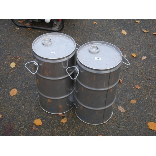 56 - 2 STAINLESS STEEL DRUMS