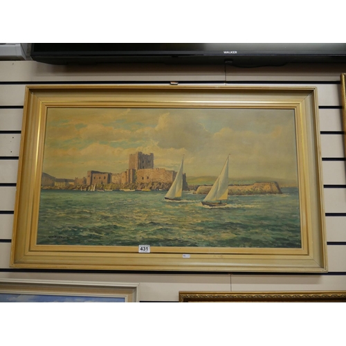 431 - OIL ON CANVAS BY W. H. BURNS OF CARRICKFERGUS CASTLE