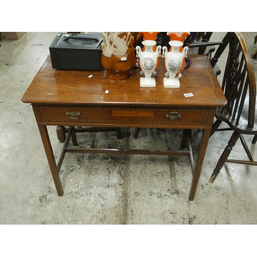 608 - INLAID & CROSS BANDED ANTIQUE TABLE