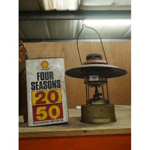 197 - TILLEY LAMP & OLD SHELL CAN