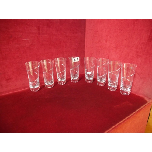 239 - 8 LOUISE KENNEDY GLASSES - 2 WITH SLIGHT CHIPS