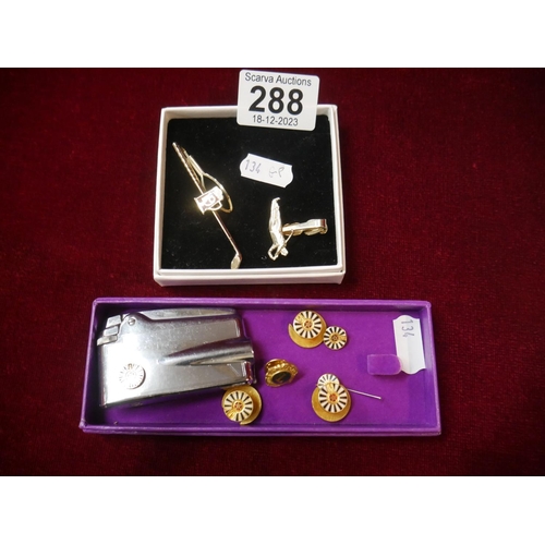 288 - TIE PINS, CUFFLINKS & LIGHTER