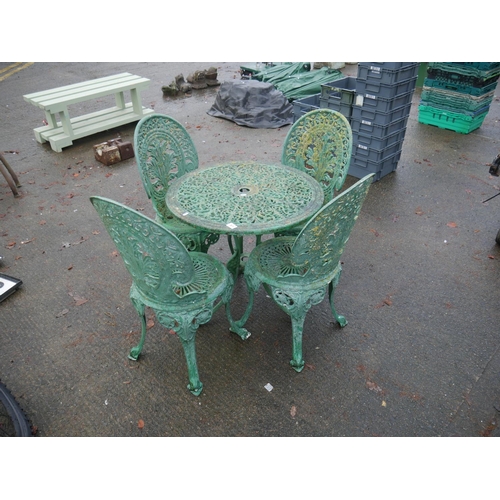 51 - CAST ALUMINIUM GARDEN TABLE & CHAIRS