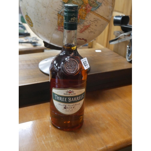 652 - BOTTLE OF 3 BARRELS BRANDY