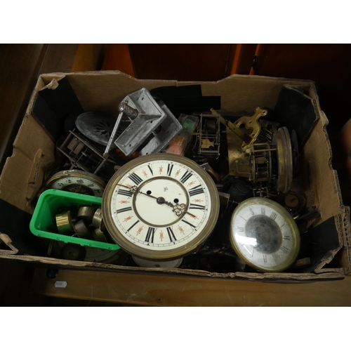 664 - BOX OF CLOCK PARTS