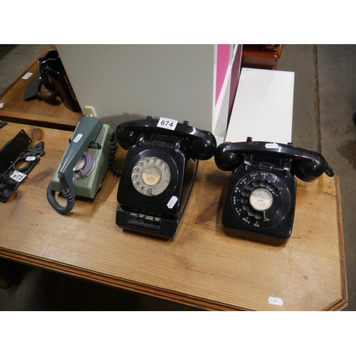 674 - 3 VINTAGE TELEPHONES