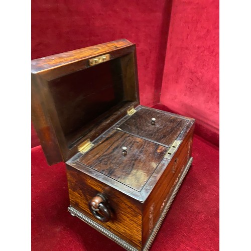 262 - REGENCY ROSEWOOD TEA CADDY WITH BONE INLAY