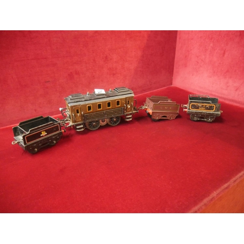 246 - GERMAN MODEL TRAIN CARRIAGE & 3 HORNBY TENDERS