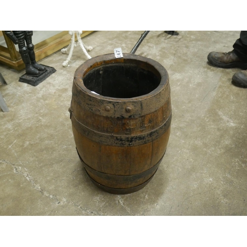 267 - VICTORIAN METAL BOUND OAK BARREL