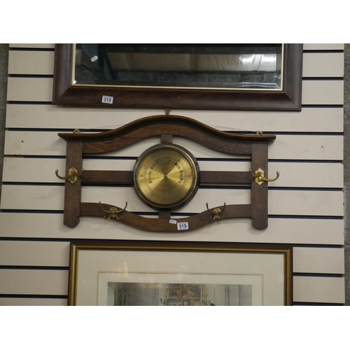 319 - OAK HALL BAROMETER - NO GLASS