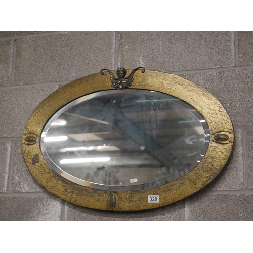 328 - ARTS & CRAFTS METAL FRAMED MIRROR