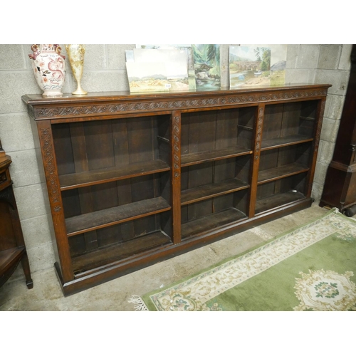 329 - VICTORIAN OAK FLOOR BOOKCASE APPROX 8FT LONG