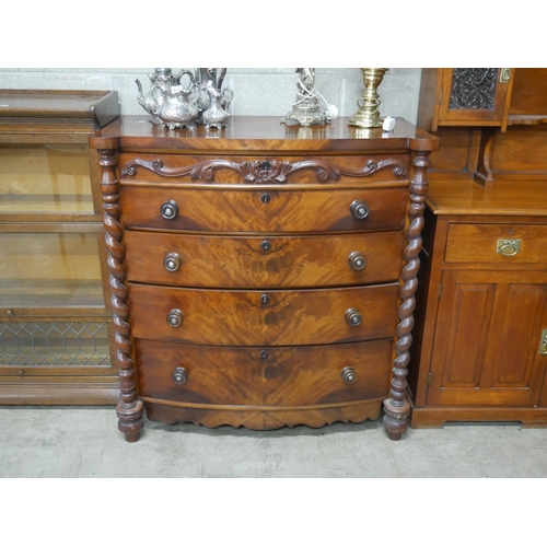 342 - VICTORIAN FLAME MAHOGANY 4 DRAWER CHEST