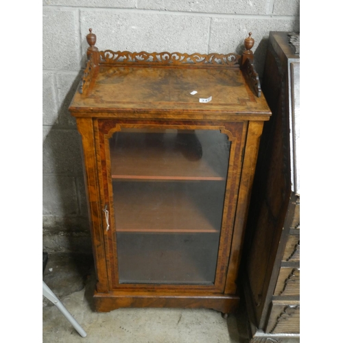 347 - BURR WALNUT INLAID DISPLAY CABINET