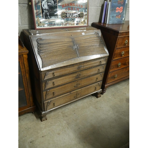 348 - CARVED OAK BUREAU